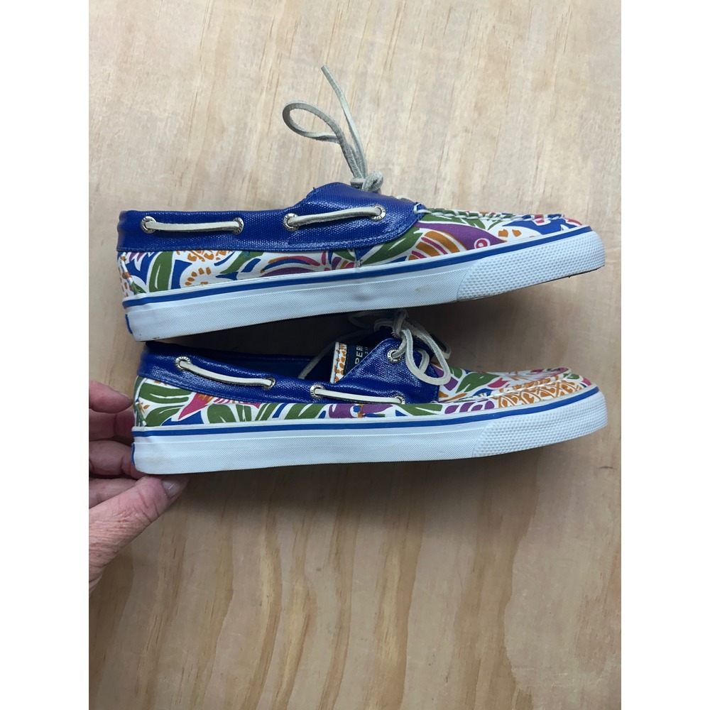 Sperry Top-Sider Womens 9 Floral Tropical Boat Shoes Blue Multi 9688797 - Picture 4 of 6